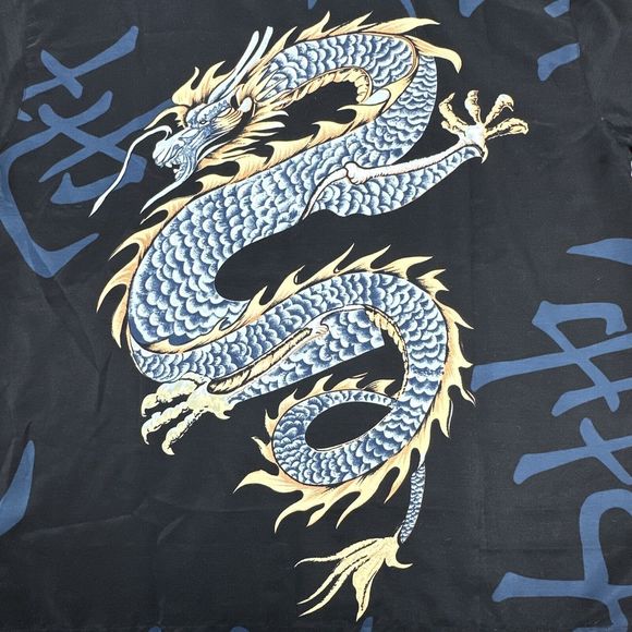 Steve & Barry's Club Shirt Casual Button Down Black Dragon Y2K Tattoo Mens 2X - Picture 9 of 9